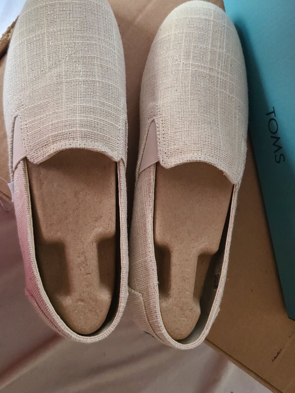 TOMS Redondo Loafers, Natural Metallic Slubby Woven, W US Size 9.5 - Picture 4 of 6